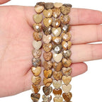 22pcs Faceted Heart Bead Natural Picture Stone Beads 8mm Crystals and Healing Stones for Jewelry Making Supplies,Friendship Bracelet Kit,Love Gifts - color: Picture Stone