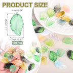 PATIKIL Glass Leaf Beads, 100Pcs Cute Crystal Leaf Charms, Translucent Czech Spacer Beads for DIY Jewelry Making Bracelets Necklace Wind Chimes Suncatchers, Grass Green - color: Grass Green