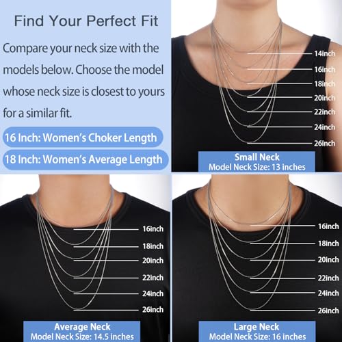 Jewlpire 18k Gold Plated 925 Sterling Silver Chain Necklace for Women, 1.2mm Cable Chain Necklace Thin & Dainty & Sturdy Women's Chain Necklaces 14/16/17/18/20/22/24 Inch - color: 925 Sterling Silver, size: 16 Inch