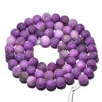 AD Beads Beautiful Natural Matte Gemstone Round Spacer Loose Beads 4-12mm (6mm, 07 Matte Purple Jasper) - color: 07 Matte Purple Jasper, size: 6mm
