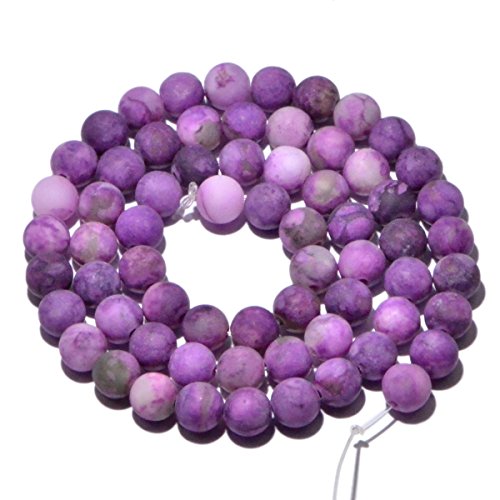 AD Beads Beautiful Natural Matte Gemstone Round Spacer Loose Beads 4-12mm (6mm, 07 Matte Purple Jasper) - color: 07 Matte Purple Jasper, size: 6mm