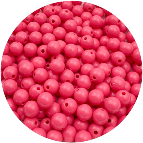 200Pcs 10MM Acrylic Round Pastel Beads Candy Color Spacer Beads Plastic Resin Beads for Necklace and Bracelet Making Crafting Supplies(310 - Rose Red) - color: 310 - Rose Red, size: 10MM