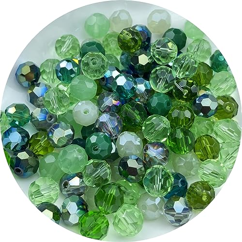 400pcs 3mm Round Crystal Glass Beads Round Faceted Spacer Beads for Jewelry Making Bracelet Earring Necklace Wind Chimes Suncatchers DIY Craft Making Supplies(Green Series) - color: Green Series, size: 3mm