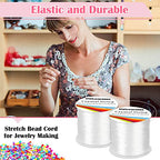 Bracelet String, Paxcoo 2 Rolls Elastic Stretchy Bead String Cord for Clay Beads Kandi Pony Beads Bracelets Jewelry Making (0.5 MM, Crystal) - size: 0.5MM, style: Crystal Clear