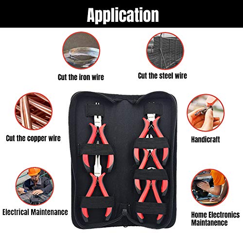 Mini Pliers Set 5 PCS Jewelry Plier Includes Long Nose,Wire Plier,pointed nose, Pliers with Grip Cutting Tools Set for DIY & Jewelry Making Supplies Repair