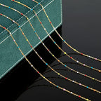 UMAOKANG 33 Feet/10 Meters Colorful Beaded Stainless Steel Jewelry Chains Gold Plated Cable Link Chain for Jewelry Making with 10 Lobster Clasps and 30 Jump Rings - color: Colorful Bead-Gold