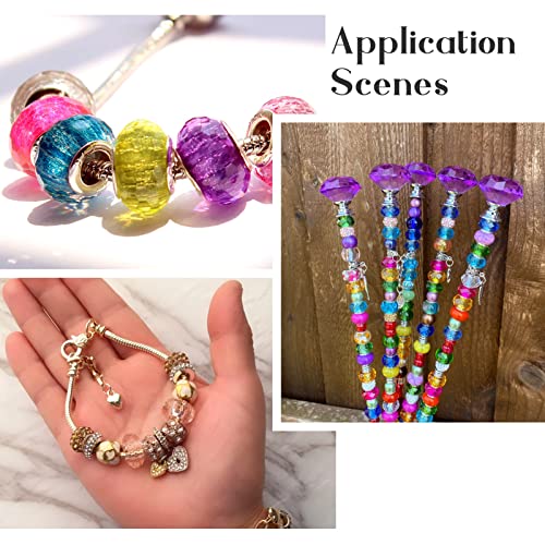 100pcs 14mm Large Hole Glass Beads Yellow European Lampwork Loose Spacer Beads for Christmas DIY Craft Snake Chains Charms Bracelet Necklace Earring Making Hole: 5mm - color: Yellow