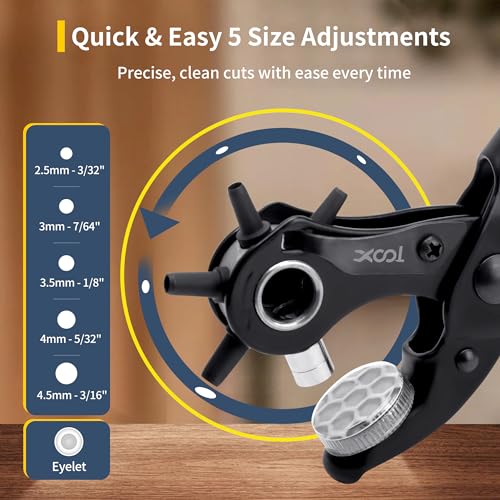 XOOL 2 in 1 Leather Hole Punch Eyelet Tool Kit, 3/16" 4.5mm Metal Eyelets for Fabric, Hole Puncher, Eyelet Pliers for Shoes Leather Clothes Belt - style: Hole Puncher × Eyelet Pliers