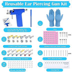 Ear Piercing Gun with Piercing Tools Kit, Professional Ear Nose Piercing Gun Machine with Stainless Steel Piercing Studs, Crystal Earrings Set for At Home Salon Earlobe Cartilage Helix Tragus Piercing - color: Blue Gun with Ear Studs
