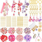 Ecoofor 458 Pcs Keychain Making Kit — Includes 19 Keychain Clips, 25 Extender Chains, 80 Charms, Beading Accessories, Jewelry Pliers — DIY Bag Charms & Jewelry Craft Kit Supplies - color: Four-Color Vibrance Set