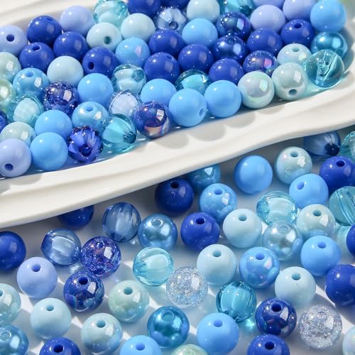 12mm Blue Acrylic Beads 300pcs Focal Spacer Bead Chunk Bubblegum Beads for DIY Crafting Necklace Bracelet Jewelry Making Keychain (Blue) - color: blue