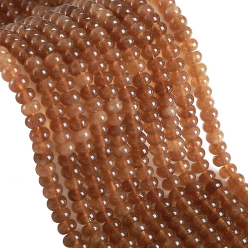 76pcs 5x8mm Natural Stone Light Gold Tourmaline Rondelle Spacer Loose Beads Abacus Disk Stone Round Loose Gemstone Beads for Jewelry Making DIY Bracelet Necklace - color: Light Gold Tourmaline Stone