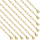 GTVOODX 10Pcs 18Inch 18K Gold Plated Charm Necklace Chain Bulk 3x9mm Paperclip Stainless Steel Chains for Jewelry Making Supplies - color: Gold, size: 18 Inch