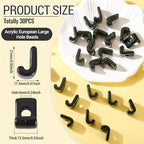 30Pcs Large Hole Letter Beads Black Acrylic European Beads 3D Letters J Chunky Bead Initial Alphabet Bead for Key Chains Bracelets Necklace DIY Craft Bag Charm Kit Arts Projects - color: Black-J