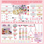 Wurosi 945 Pcs Bag Charm Kit, Charms Lip Gloss Keychain Making Kit, Beaded Keychain Making Kit, Y2K Keychains, 8 Ball Dice Charm Keychains, DIY Customizable Crafts Key Chains(Gold & Silver) - color: 945PCS Keychain Making Kit
