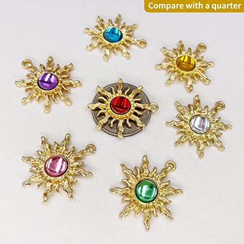 Sun Star Charms Baroque Boho Crystal Gold Plated Resin Gypsy Pendant Alloy for Jewelry Making DIY Craft Bracelet Necklace Earring - color: Sun-Mix-28Pcs