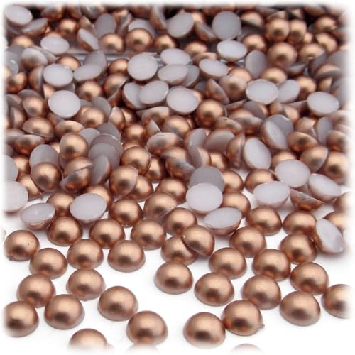 The Crafts Outlet 144pc Pearl Finish Half Dome Beads, Round, 5mm, Golden Caramel Brown