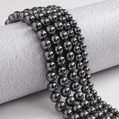 HAAMIIQII 90pcs 4mm Natural Black Hematite Stone Beads Round Loose Gemstone Beads for Jewelry Making Strand 15 Inch - color: Black Hematite, size: 4mm 90pcs