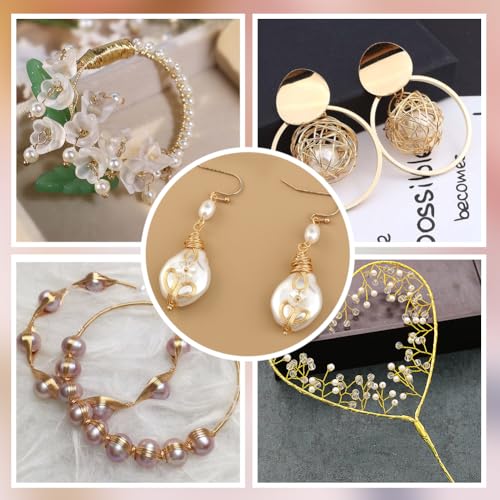 Beebeecraft 98 Feet 0.8mm Jewelry Wire 14K Gold Plated Brass Bendable Crafting Wire for Jewelry Making Beading Wrapping Sculpting DIY Crafts Necklace Bracelet Earring - color: 14k Gold