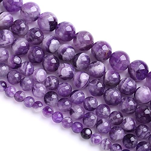 120PCS 6MM Purple Amethyst Dream Lace Beads Natural Quartz Crystal Stone Loose Beads for Jewelry Making DIY Bracelet Grade A+ - color: Purple Dream Lace Amethysts, size: 6mm (2 strands)
