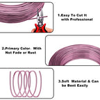 12 Gauge Aluminum Wire - 100 Feet AnselLimited Edward Bendable Anodized Metal Wire for Sculpting, Jewelry, Armature, Wrapping & Craft - size: 2mm, style: Pink