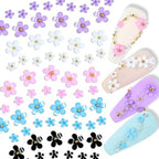 3D Colorful Flower Nail Charms,Flowers Acrylic Nail Charms with Metal Golden Round Beads for Nails Art DIY Accessories