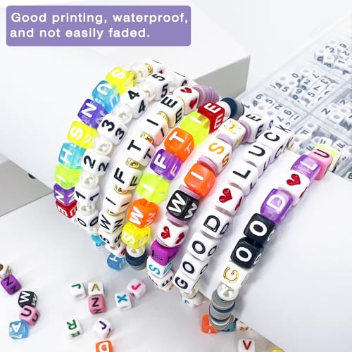 MIIIM 1650 Pcs Pony Beads Letters for Bracelets Making, Vowel-Rich Alphabet Kit with Minimized Rare Characters, 6x7mm Large Hole Square Letter Beads, Numbers (White and Black) - color: Square White and Black