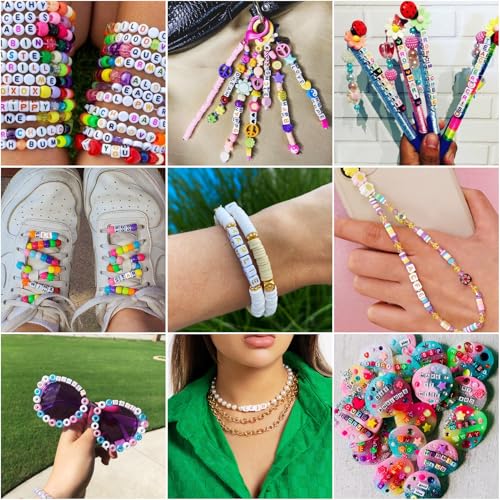 FASHEWELRY 500Pcs White Golden Letter Beads 4.5mm Square Alphabet Beads Acrylic Cube Letter D Beads for Friendship Bracelet Necklace Keychains Jewelry Making - color: Letter D