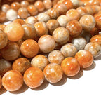 ABCGEMS Madagascan Marigold Sunstone Beads AKA Aventurine Feldspar (Reminiscent of the Glowing Sunset) Smooth Round 10mm - color: Marigold Sunstone (From Madagascar)
