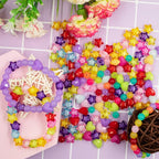 560Pcs Candy Color Pastel Beads Acrylic Heart Beads Stars Beads Colorful Pony Beads Round Beads Cute Loose Plastic Beads Bulk for Jewelry Making DIY Craft Necklace Rainbow Bracelet(Jelly Color Beads)