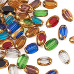 80Pcs Electroplate Glass Beads with Golden Edge, Colorful Oval Crystal Loose Spacer Beads for DIY Bracelet, Earring Jewelry Making Crafts - color: Oval