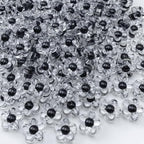 150Pcs Acrylic Flower Beads Candy Color Transparent Plastic Pastel Spacer Beads with Hole for DIY Crafts Wind Chimes Suncatcher Necklaces Bracelets Earrings Jewelry Making(Black) - color: Black