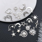 WOCRAFT 60pcs Antique Silver Sun Moon Star Bracelet Charms for Jewelry Making Sets DIY Necklace Bracelet Keychain Crafting Charms Kit Craft Supplies (SN833) - color: Antique Silver, size: Sun Moon Star Charms