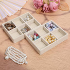 2 Pcs Stackable 6 Grids Drawer Jewelry Organizer, Premium Velvet Jewelry Box Inserts Felt Jewelrys Tray for Drawers Inserts Storage Tray Display Case Stud Earrings Bracelets Necklace Rings
