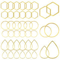 60pcs Hoop Earrings for Jewelry Making,Beading Hoops Earrings Hypoallergenic Teardrop Hexagon Round Earring Hoop Open Bezel Pendant Frame for DIY Crafts(Gold,3 Shapes) - color: 60PCS;Teardrop,Hexagon,Round;Gold