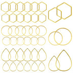 60pcs Hoop Earrings for Jewelry Making,Beading Hoops Earrings Hypoallergenic Teardrop Hexagon Round Earring Hoop Open Bezel Pendant Frame for DIY Crafts(Gold,3 Shapes) - color: 60PCS;Teardrop,Hexagon,Round;Gold