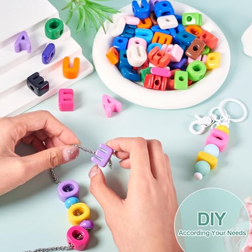 Cheriswelry 50Pcs Acrylic Letter Beads Large Hole European Bracelet Bead Vowel Alphabet Loose Spacer Beads 19.8-21mm for DIY Craft Necklace Keychain Making Hole:6.3mm - color: 10 Color