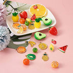 Craftdady Fruit Dangle Charms Pendants Cute Resin Food Pendants Apple Orange Pineapple Strawberry Pendants Lovely Vegetable Mushroom Charms for DIY Craft Earring Bracelet Necklace Jewelry Making - color: Mixed Color, Mixed Shape