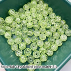 100pcs Crackle Glass Beads 8mm Round Crystal Glass Spacer Crafts Beads for Jewelry Making Necklace Bracelet Earrings DIY Crafts(Light Green) - color: Light Green, size: 8mm