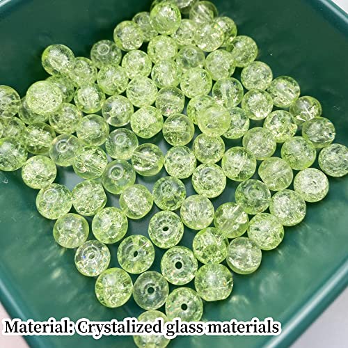 100pcs Crackle Glass Beads 8mm Round Crystal Glass Spacer Crafts Beads for Jewelry Making Necklace Bracelet Earrings DIY Crafts(Light Green) - color: Light Green, size: 8mm