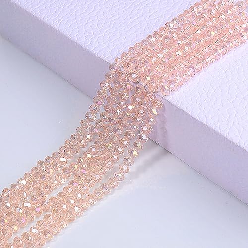 786pcs Crystal Glass Beads Crystal Spacer Beads Rondelle Glass Beads Briolette Beads Crystal Gemstone Beads for Bracelets Necklace Pendants Jewelry Making Supplies, 3mm,4mm,6mm,8mm(Aqua Pink AB) - color: Aqua Pink, size: 3mm,4mm,6mm,8mm