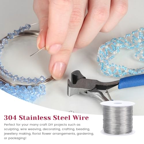 26 Gauge Stainless Steel Wire Jewelry Wire Resistant Copper Beading Wires for Jewelry Making Bailing and Craft Anklet Bracelet Weaving DIY Handmade Projects 0.4mm X 100m