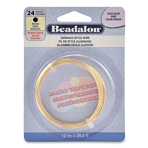 Beadalon German Style Wrapping Wire, Round, Gold Color, 24 Gauge, 12 m / 39.4 ft - color: Gold, size: 24 Gauge / 39.4 Ft