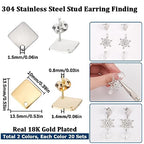 SUNNYCLUE 1 Box 40Pcs Earring Post with Hole 304 Stainless Steel Earring Posts Rhombus Ear Studs Hypoallergenic Geometric Ear Findings for Jewelry Making Accessories DIY Crafts Supplies - color: 20pairs Rhombus Stainless Steel Earring Posts With Loops