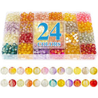 XSEINO About 1200pcs 6mm Crack Glass Beads Bracelet Making Kit,24 Style Crack Sunshine Yellow Series Colorful Crystal Beads for Jewelry Bracelet Making,DIY Crafts,Friendship Bracelets,Necklaces - color: Autumn Yellow