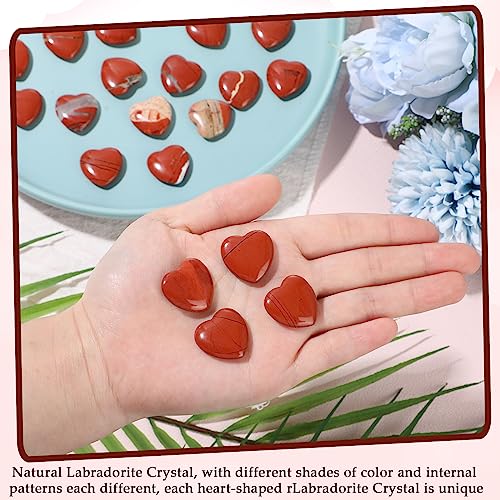 Gerrii 50 Pcs Heart Healing Stone Bulk Quartz Heart Inspirational Stones Gift for Women Love Pocket Polished Natural Energy Balancing Meditation 0.8 Inch(Red) - color: Red