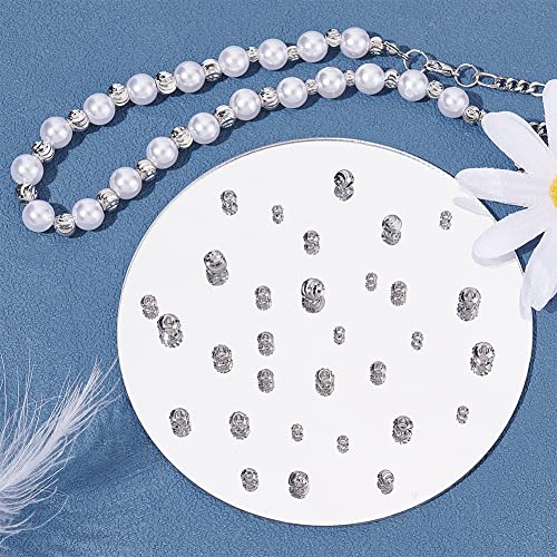 BENECREAT 80Pcs 4 Sizes Real Platinum Plated Spacer Beads, 3mm~6mm Round Brass Beads for Necklaces, Bracelets and Jewelry Making, 20Pcs/Size - color: Platinum