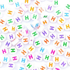 300Pcs Round Letter Pony Beads H 4X7mm Individual Alphabet Beads for Friendship Bracelets Making - color: Round - H