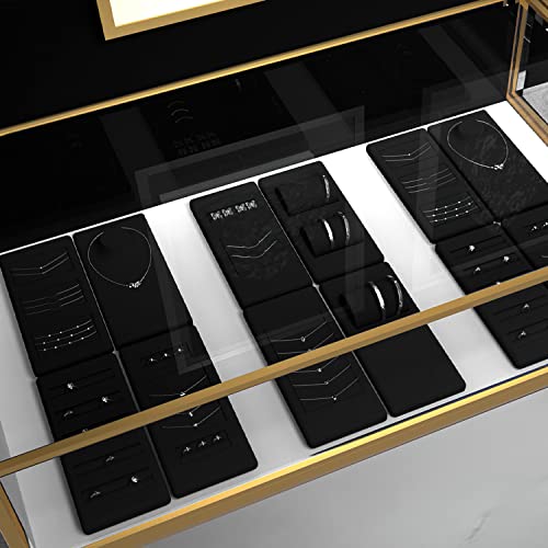 Oirlv Premium Black Microfiber Jewelry Display Tray Jewelry Display Set for Selling Showcase Jewelry Display Holder Small Jewelry Organizer Tray(TT07007) - size: Necklace+ring tray
