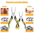 Premium Long Needle Nose Pliers-6''&8'', Paper Clamp Precision, High Carbon Steel, Soft Grip with Wire Cutter, Long Nose Cutting Pliers for Home, Fishing, Jewelry, Crafts,2pcs - style: 6in+8in